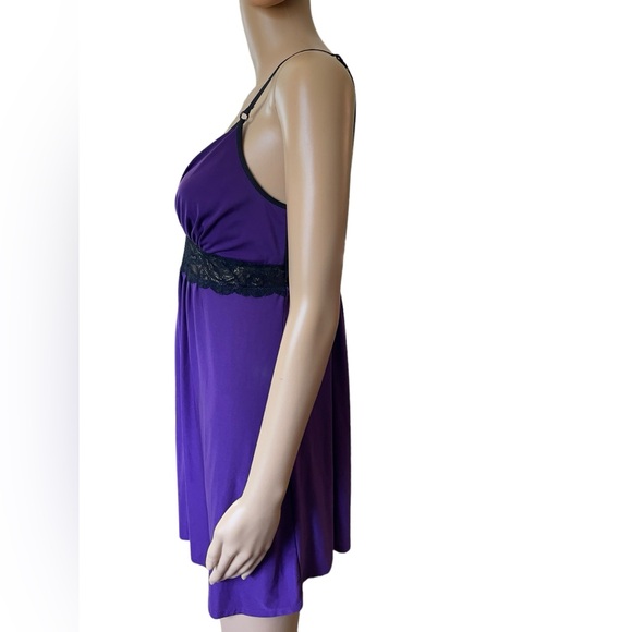 In Bloom Y2K Purple Black Goth Witchy Romantic Lace Lingerie Mini Slip Dress - Picture 3 of 7